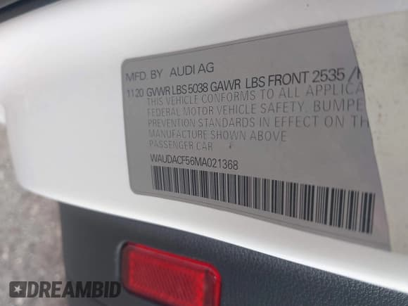 ✅ 2021 Audi A5 Sportback S line Premium • VIN: WAUDACF56MA021368 • Lot: 43532833. Wystawiony na IAAI z przebiegiem 85 096 mil. Bezpłatny archiwum sprzedaży aukcyjnych z USA i szczegółowy raport historii pojazdu na DreamBid. Zdjęcie 9.