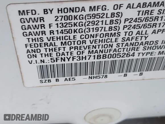 ✅ 2011 Honda Pilot EX-L • VIN: 5FNYF3H71BB005264 • Лот: 43699013. Опубликован ранее на IAAI с пробегом 232 213 миль. Бесплатный доступ к архиву аукционных продаж из США и подробный отчёт об истории автомобиля на DreamBid. Изображение 9.