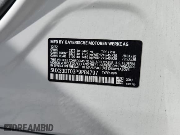 ✅ 2023 BMW X4 xDrive30i • VIN: 5UX33DT03P9P84797 • Lot: 68422695. Listed on Copart with Not provided. Free auction sales archive from the USA and detailed vehicle history report at DreamBid. Image 14.