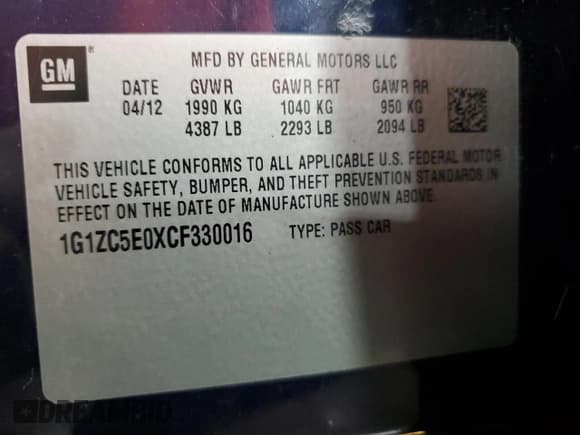 ✅ 2012 Chevrolet Malibu 1LT • VIN: 1G1ZC5E0XCF330016 • Лот: 84468215. Опубликован ранее на Copart с пробегом 120 789 миль. Бесплатный доступ к архиву аукционных продаж из США и подробный отчёт об истории автомобиля на DreamBid. Изображение 12.