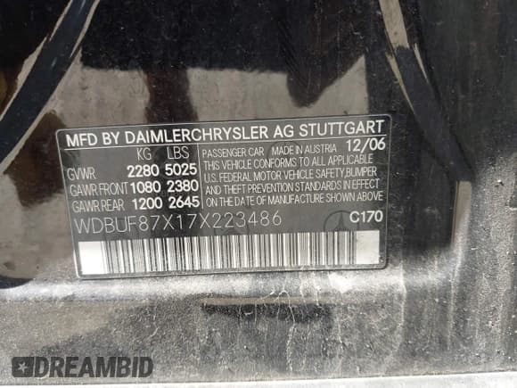 ✅ 2007 Mercedes-Benz E 350 • VIN: WDBUF87X17X223486 • Lot: 43380837. Listed on IAAI with 152,697 mi. Free auction sales archive from the USA and detailed vehicle history report at DreamBid. Image 9.