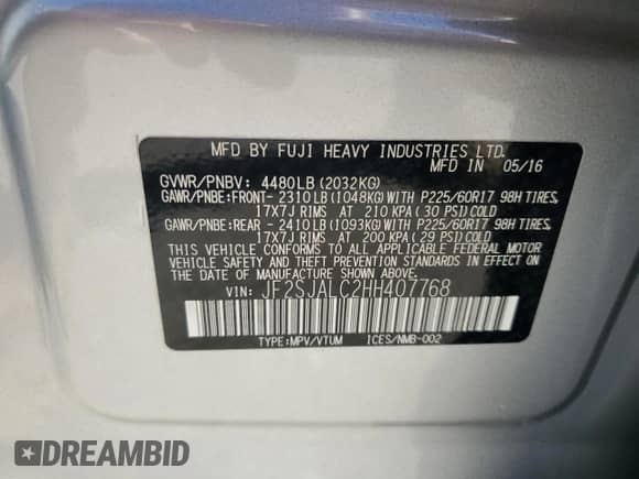 2017 Subaru Forester Limited with VIN JF2SJALC2HH407768, listed as a Copart auction lot 87364875 with 36,703 mi miles and Salvage title. Bid and sale history available at DreamBid. Image 13.