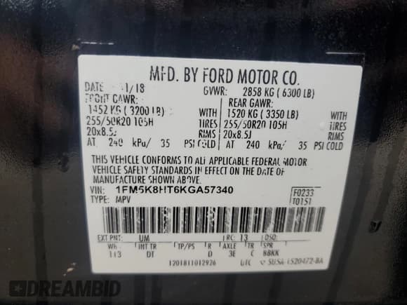 ✅ 2019 Ford Explorer Platinum • VIN: 1FM5K8HT6KGA57340 • Lot: 57038705. Wystawiony na Copart z przebiegiem 83 225 mil. Bezpłatny archiwum sprzedaży aukcyjnych z USA i szczegółowy raport historii pojazdu na DreamBid. Zdjęcie 14.