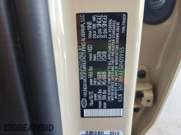 2024 Hyundai Santa Cruz SEL с VIN 5NTJB4AE3RH099155, выставлен на аукционе Copart как лот 46817465 с пробегом 30 231 миль миль и Чистый • Clean title. История ставок и продаж доступна на DreamBid. Изображение 12.