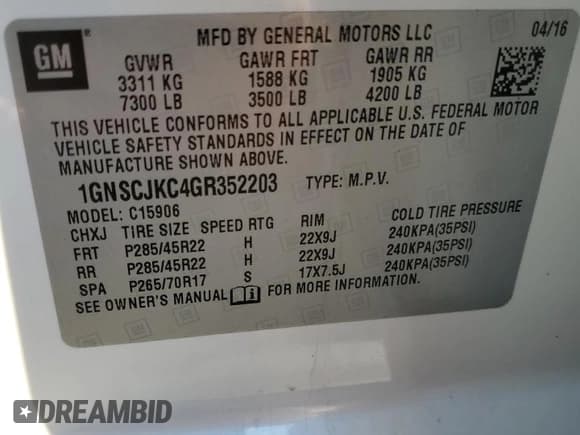 ✅ 2016 Chevrolet Suburban LTZ • VIN: 1GNSCJKC4GR352203 • Lot: 77547534. Wystawiony na Copart z przebiegiem 160 275 mil. Bezpłatny archiwum sprzedaży aukcyjnych z USA i szczegółowy raport historii pojazdu na DreamBid. Zdjęcie 15.