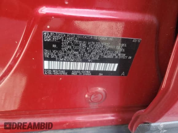 ✅ 2013 Toyota RAV4 XLE • VIN: 2T3WFREV7DW012035 • Lot: 92218725. Listed on Copart with 105,093 mi. Free auction sales archive from the USA and detailed vehicle history report at DreamBid. Image 13.