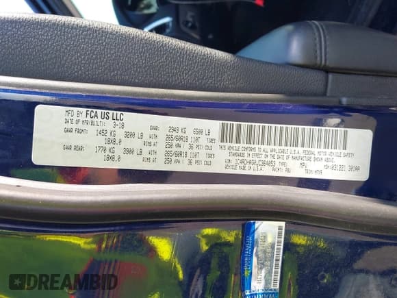 ✅ 2018 Dodge Durango SXT • VIN: 1C4RDHAG0JC364053 • Lot: 42999122. Listed on IAAI with 129,422 mi. Free auction sales archive from the USA and detailed vehicle history report at DreamBid. Image 9.