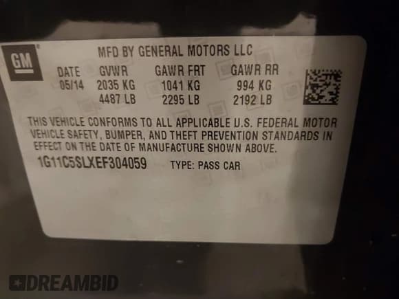 ✅ 2014 Chevrolet Malibu LT • VIN: 1G11C5SLXEF304059 • Lot: 42716814. Listed on IAAI with 141,399 mi. Free auction sales archive from the USA and detailed vehicle history report at DreamBid. Image 9.