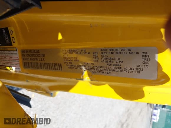 ✅ 2020 Jeep Wrangler Unlimited Rubicon • VIN: 1C4HJXFG3LW331797 • Lot: 42994124. Listed on IAAI with 87,157 mi. Free auction sales archive from the USA and detailed vehicle history report at DreamBid. Image 9.