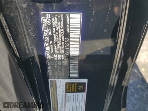 ✅ 2022 Mercedes-Benz C 43 AMG • VIN: W1KWJ6EB7NG115252 • Лот: 69502545. Опубликован ранее на Copart с пробегом 16 911 миль. Бесплатный доступ к архиву аукционных продаж из США и подробный отчёт об истории автомобиля на DreamBid. Изображение 12.