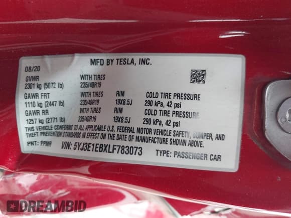 ✅ 2020 Tesla Model 3 Long Range • VIN: 5YJ3E1EBXLF783073 • Лот: 43381480. Опубликован ранее на IAAI с пробегом 164 541 миль. Бесплатный доступ к архиву аукционных продаж из США и подробный отчёт об истории автомобиля на DreamBid. Изображение 9.