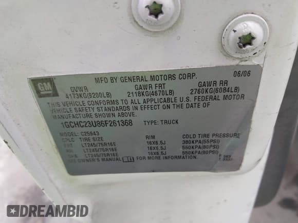 ✅ 2006 Chevrolet Silverado 2500HD Work Truck • VIN: 1GCHC23U86F261368 • Лот: 42163643. Опубликован ранее на IAAI с пробегом 221 480 миль. Бесплатный доступ к архиву аукционных продаж из США и подробный отчёт об истории автомобиля на DreamBid. Изображение 9.