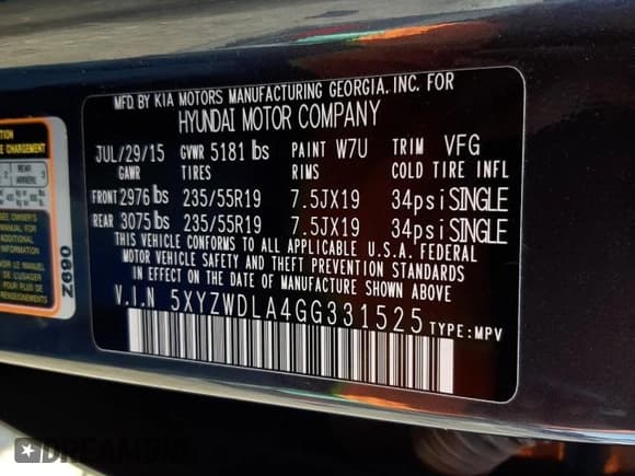 ✅ 2016 Hyundai Santa Fe • VIN: 5XYZWDLA4GG331525 • Лот: 69836662. Опубликован ранее на Copart с пробегом 67 126 миль. Бесплатный доступ к архиву аукционных продаж из США и подробный отчёт об истории автомобиля на DreamBid. Изображение 12.