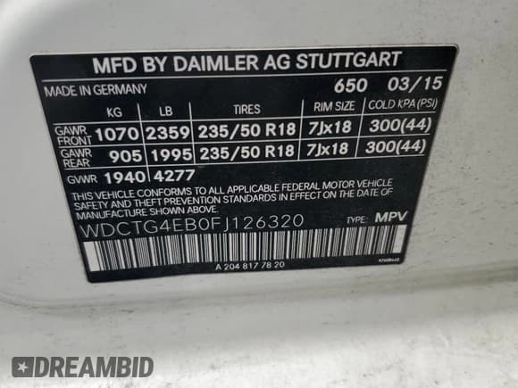 ✅ 2015 Mercedes-Benz GLA 250 • VIN: WDCTG4EB0FJ126320 • Лот: 80222245. Опубликован ранее на Copart с пробегом 121 978 миль. Бесплатный доступ к архиву аукционных продаж из США и подробный отчёт об истории автомобиля на DreamBid. Изображение 12.