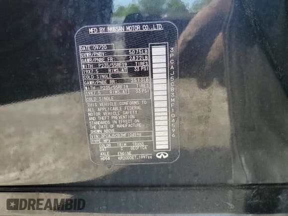 ✅ 2021 Infiniti QX50 Essential • VIN: 3PCAJ5CB3MF104596 • Lot: 56932595. Wystawiony na Copart z przebiegiem 39 058 mil. Bezpłatny archiwum sprzedaży aukcyjnych z USA i szczegółowy raport historii pojazdu na DreamBid. Zdjęcie 13.