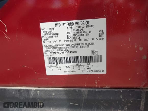 ✅ 2018 Ford Explorer XLT • VIN: 1FM5K8D85JGB40600 • Лот: 43372906. Опубликован ранее на IAAI с пробегом 119 341 миль. Бесплатный доступ к архиву аукционных продаж из США и подробный отчёт об истории автомобиля на DreamBid. Изображение 9.