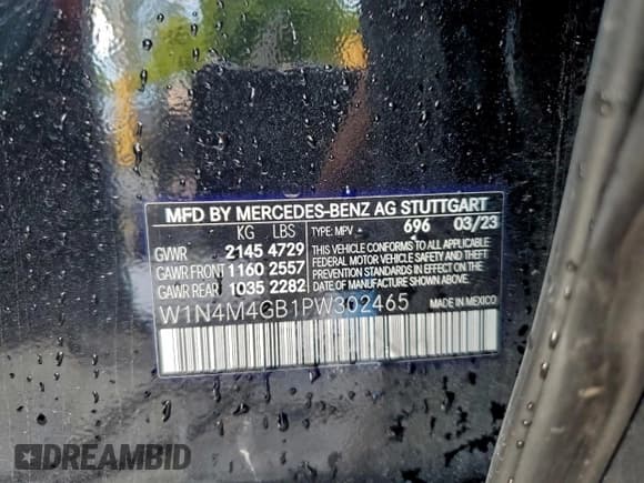 ✅ 2023 Mercedes-Benz GLB 250 • VIN: W1N4M4GB1PW302465 • Lot: 93559455. Wystawiony na Copart z przebiegiem Nie podano. Bezpłatny archiwum sprzedaży aukcyjnych z USA i szczegółowy raport historii pojazdu na DreamBid. Zdjęcie 13.