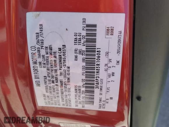 ✅ 2005 Ford Focus S • VIN: 3FAFP31N85R106081 • Lot: 89894245. Listed on Copart with 213,607 mi. Free auction sales archive from the USA and detailed vehicle history report at DreamBid. Image 12.