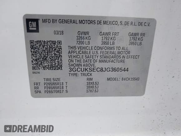 ✅ 2018 Chevrolet Silverado 1500 LTZ • VIN: 3GCUKSEC8JG360544 • Lot: 42746960. Wystawiony na IAAI z przebiegiem Nie podano. Bezpłatny archiwum sprzedaży aukcyjnych z USA i szczegółowy raport historii pojazdu na DreamBid. Zdjęcie 9.