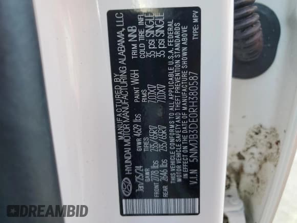 ✅ 2024 Hyundai Tucson SEL • VIN: 5NMJB3DE0RH380587 • Lot: 78883244. Wystawiony na Copart z przebiegiem Nie podano. Bezpłatny archiwum sprzedaży aukcyjnych z USA i szczegółowy raport historii pojazdu na DreamBid. Zdjęcie 14.