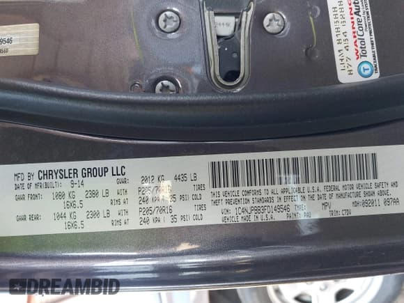 ✅ 2015 Jeep Patriot Sport • VIN: 1C4NJPBB3FD149546 • Lot: 42327841. Listed on IAAI with 155,851 mi. Free auction sales archive from the USA and detailed vehicle history report at DreamBid. Image 9.