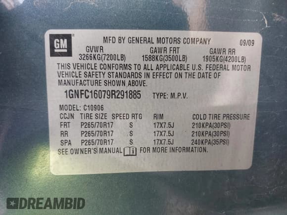 ✅ 2009 Chevrolet Suburban LS • VIN: 1GNFC16079R291885 • Лот: 42352913. Опубликован ранее на IAAI с пробегом 191 994 миль. Бесплатный доступ к архиву аукционных продаж из США и подробный отчёт об истории автомобиля на DreamBid. Изображение 9.