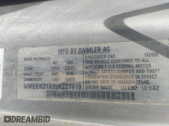 ✅ 2009 Smart fortwo Passion • VIN: WMEEK31X99K221919 • Lot: 42173405. Wystawiony na IAAI z przebiegiem Nie podano. Bezpłatny archiwum sprzedaży aukcyjnych z USA i szczegółowy raport historii pojazdu na DreamBid. Zdjęcie 9.