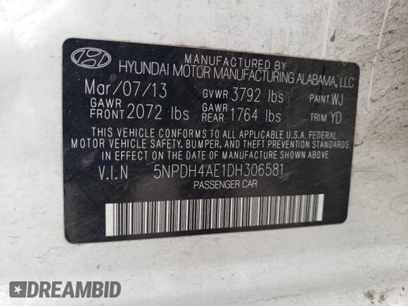 ✅ 2013 Hyundai Elantra GLS • VIN: 5NPDH4AE1DH306581 • Лот: 71294715. Опубликован ранее на Copart с пробегом 142 184 миль. Бесплатный доступ к архиву аукционных продаж из США и подробный отчёт об истории автомобиля на DreamBid. Изображение 12.