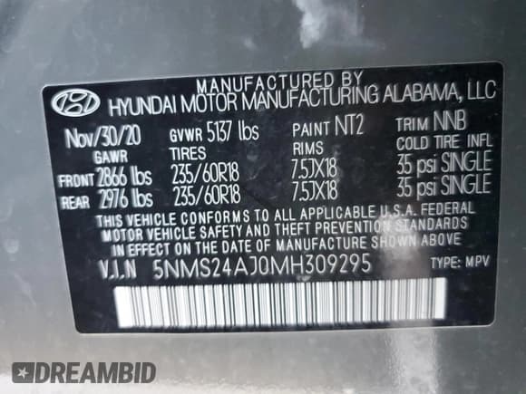 ✅ 2021 Hyundai Santa Fe SEL • VIN: 5NMS24AJ0MH309295 • Lot: 81907615. Wystawiony na Copart z przebiegiem 84 787 mil. Bezpłatny archiwum sprzedaży aukcyjnych z USA i szczegółowy raport historii pojazdu na DreamBid. Zdjęcie 13.