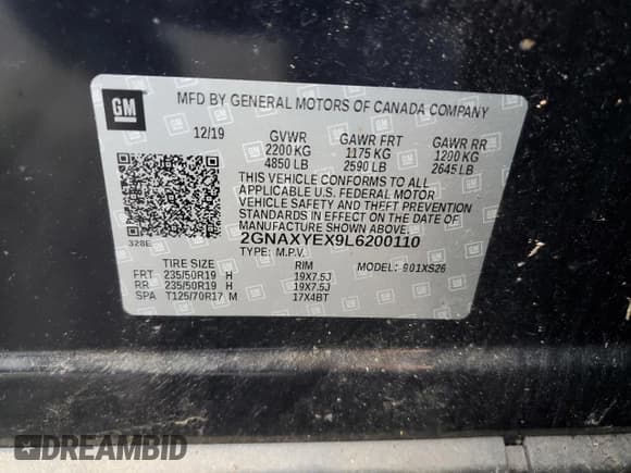 ✅ 2020 Chevrolet Equinox Premier • VIN: 2GNAXYEX9L6200110 • Лот: 90265495. Опубликован ранее на Copart с пробегом 28 855 миль. Бесплатный доступ к архиву аукционных продаж из США и подробный отчёт об истории автомобиля на DreamBid. Изображение 13.