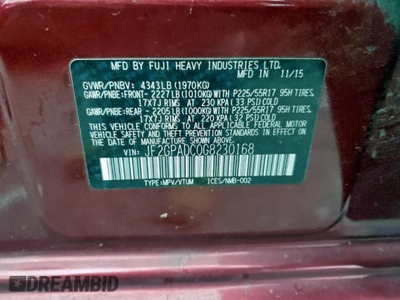 ✅ 2016 Subaru Crosstrek Premium • VIN: JF2GPADC0G8230168 • Лот: 93629455. Опубликован ранее на Copart с пробегом 108 978 миль. Бесплатный доступ к архиву аукционных продаж из США и подробный отчёт об истории автомобиля на DreamBid. Изображение 13.