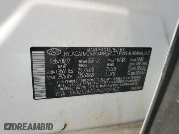 ✅ 2022 Hyundai Santa Fe SEL • VIN: 5NMS24AJ9NH429002 • Lot: 60093204. Wystawiony na Copart z przebiegiem 57 401 mil. Bezpłatny archiwum sprzedaży aukcyjnych z USA i szczegółowy raport historii pojazdu na DreamBid. Zdjęcie 14.