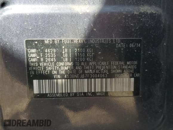 ✅ 2015 Subaru Legacy Limited • VIN: 4S3BNEJ67F3004063 • Lot: 71912615. Wystawiony na Copart z przebiegiem Nie podano. Bezpłatny archiwum sprzedaży aukcyjnych z USA i szczegółowy raport historii pojazdu na DreamBid. Zdjęcie 12.