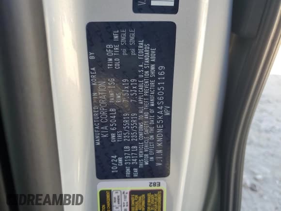 ✅ 2025 Kia Carnival SX Prestige • VIN: KNDNE5KA4S6051169 • Lot: 70512485. Wystawiony na Copart z przebiegiem 1 213 mil. Bezpłatny archiwum sprzedaży aukcyjnych z USA i szczegółowy raport historii pojazdu na DreamBid. Zdjęcie 13.