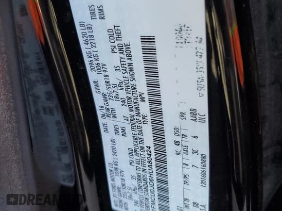 ✅ 2017 Ford Escape Titanium • VIN: 1FMCU0JD6HUA80424 • Lot: 92457605. Wystawiony na Copart z przebiegiem 86 139 mil. Bezpłatny archiwum sprzedaży aukcyjnych z USA i szczegółowy raport historii pojazdu na DreamBid. Zdjęcie 12.