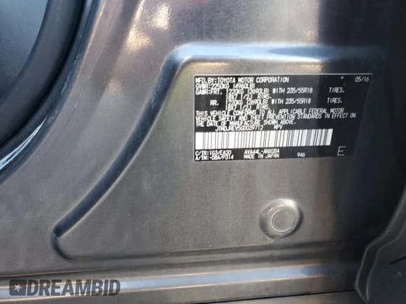 ✅ 2016 Toyota RAV4 Limited • VIN: JTMDJREV5GD039712 • Лот: 81963605. Опубликован ранее на Copart с пробегом 121 414 миль. Бесплатный доступ к архиву аукционных продаж из США и подробный отчёт об истории автомобиля на DreamBid. Изображение 14.