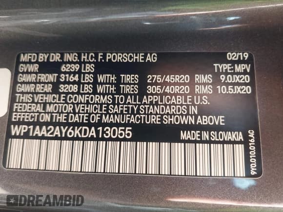 ✅ 2019 Porsche Cayenne • VIN: WP1AA2AY6KDA13055 • Lot: 43519647. Wystawiony na IAAI z przebiegiem 65 244 mil. Bezpłatny archiwum sprzedaży aukcyjnych z USA i szczegółowy raport historii pojazdu na DreamBid. Zdjęcie 9.