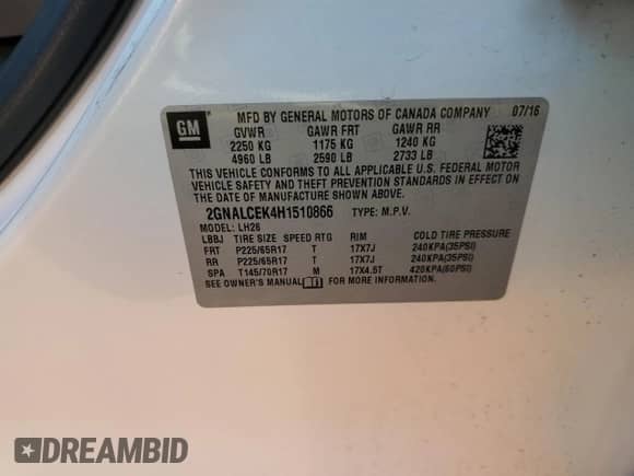 2017 Chevrolet Equinox LT с VIN 2GNALCEK4H1510866, выставлен на аукционе Copart как лот 86296445 с пробегом 82 233 миль миль и Чистый • Clean title. История ставок и продаж доступна на DreamBid. Изображение 14.