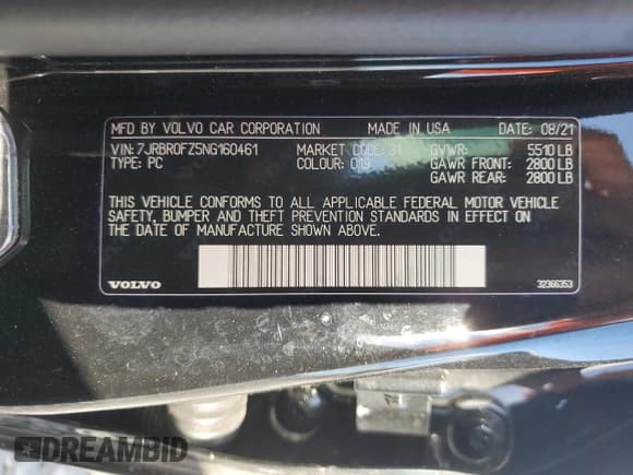 ✅ 2022 Volvo S60 R-Design Expression • VIN: 7JRBR0FZ5NG160461 • Lot: 82476875. Listed on Copart with 25,707 mi. Free auction sales archive from the USA and detailed vehicle history report at DreamBid. Image 13.