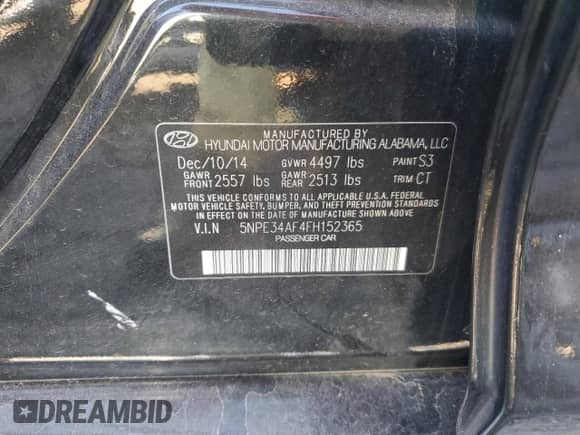 2015 Hyundai Sonata Limited с VIN 5NPE34AF4FH152365, выставлен на аукционе Copart как лот 91227875 с пробегом 194 105 миль миль и Чистый • Clean title. История ставок и продаж доступна на DreamBid. Изображение 12.