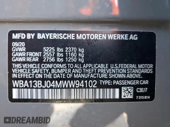 ✅ 2021 BMW 5 Series 530i xDrive • VIN: WBA13BJ04MWW94102 • Лот: 87232075. Опубликован ранее на Copart с пробегом 58 357 миль. Бесплатный доступ к архиву аукционных продаж из США и подробный отчёт об истории автомобиля на DreamBid. Изображение 12.