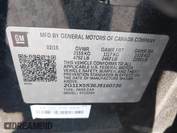 ✅ 2018 Chevrolet Impala LS • VIN: 2G11X5S36J9160730 • Лот: 42432044. Опубликован ранее на IAAI с пробегом Не указан. Бесплатный доступ к архиву аукционных продаж из США и подробный отчёт об истории автомобиля на DreamBid. Изображение 9.