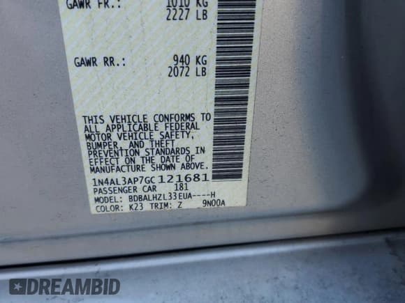 ✅ 2016 Nissan Altima SR • VIN: 1N4AL3AP7GC121681 • Lot: 92235195. Wystawiony na Copart z przebiegiem 87 236 mil. Bezpłatny archiwum sprzedaży aukcyjnych z USA i szczegółowy raport historii pojazdu na DreamBid. Zdjęcie 12.