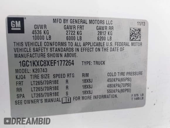 ✅ 2014 Chevrolet Silverado 2500HD LT • VIN: 1GC1KXC8XEF177264 • Lot: 42317345. Listed on IAAI with 126,474 mi. Free auction sales archive from the USA and detailed vehicle history report at DreamBid. Image 9.