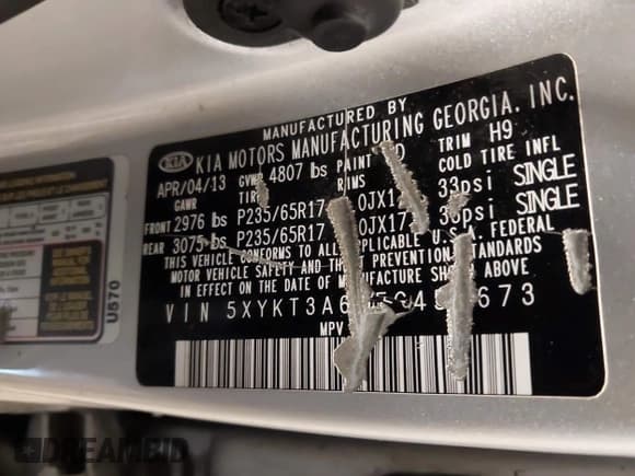 ✅ 2014 Kia Sorento LX • VIN: 5XYKT3A64EG453673 • Lot: 43795030. Listed on IAAI with 177,999 mi. Free auction sales archive from the USA and detailed vehicle history report at DreamBid. Image 9.