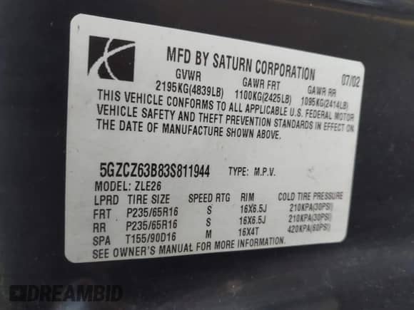 2003 Saturn VUE с VIN 5GZCZ63B83S811944, выставлен на аукционе IAAI как лот 43606536 с пробегом 116 079 миль миль и . История ставок и продаж доступна на DreamBid. Изображение 9.