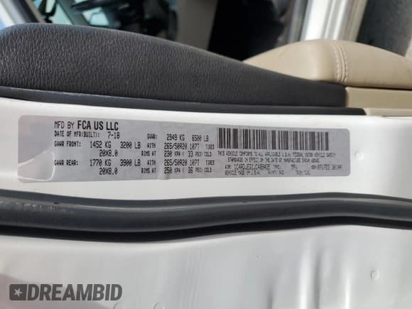 ✅ 2018 Dodge Durango Citadel • VIN: 1C4RDJEG1JC489435 • Лот: 71878115. Опубликован ранее на Copart с пробегом 140 415 миль. Бесплатный доступ к архиву аукционных продаж из США и подробный отчёт об истории автомобиля на DreamBid. Изображение 14.