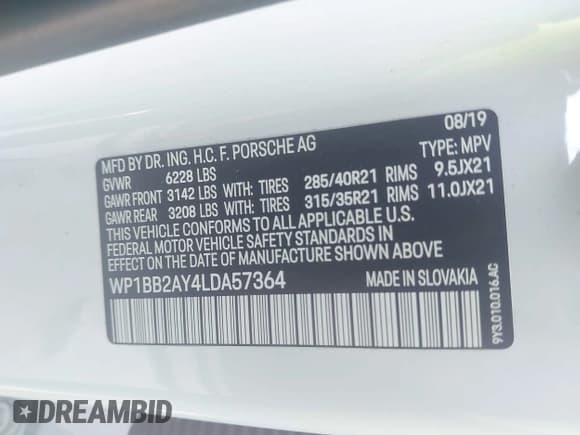 ✅ 2020 Porsche Cayenne S • VIN: WP1BB2AY4LDA57364 • Lot: 43686169. Listed on IAAI with 53,055 mi. Free auction sales archive from the USA and detailed vehicle history report at DreamBid. Image 9.