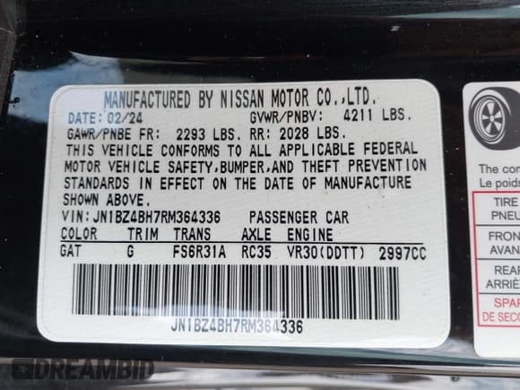 ✅ 2024 Nissan Z Performance • VIN: JN1BZ4BH7RM364336 • Lot: 42535140. Wystawiony na IAAI z przebiegiem 7 358 mil. Bezpłatny archiwum sprzedaży aukcyjnych z USA i szczegółowy raport historii pojazdu na DreamBid. Zdjęcie 9.