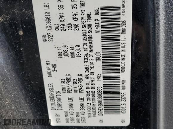 2006 Dodge Dakota SLT z VIN 1D7HE48N86S603955, wystawiony jako Copart lot #81270004 z przebiegiem 156 586 mil mil oraz Czysty tytuł • Clean title. Historia ofert i sprzedaży dostępna na DreamBid. Obrazek 12.